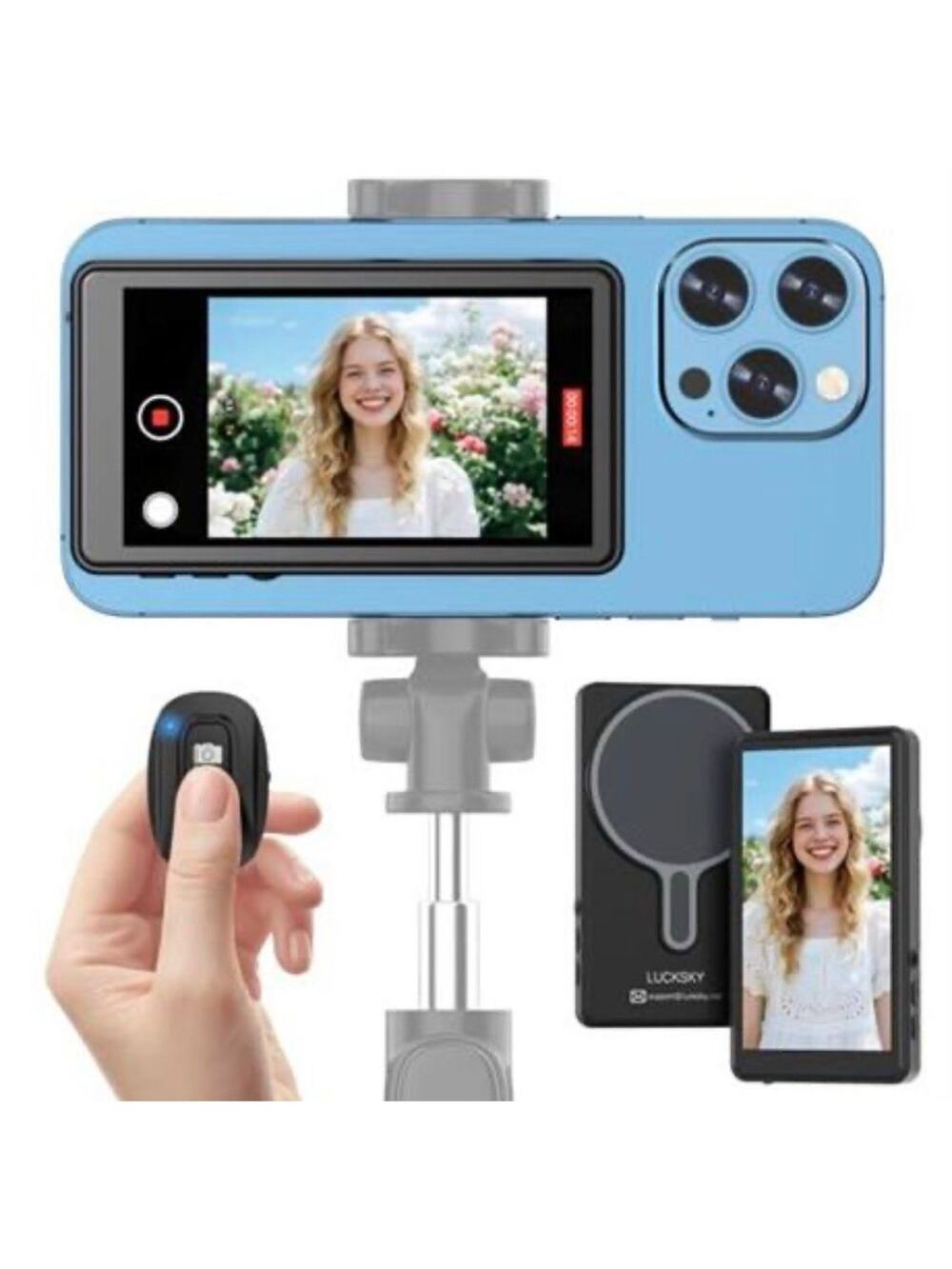 Vlog Selfie Monitor Screen iPhone, 4K 60fps Recording, Wireless Screen Mirroring